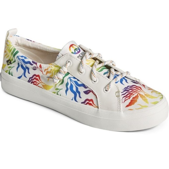 SPERRY Crest Vibe White/Rainbow/Pride Women's Size 8.5 - Picture 1 of 4